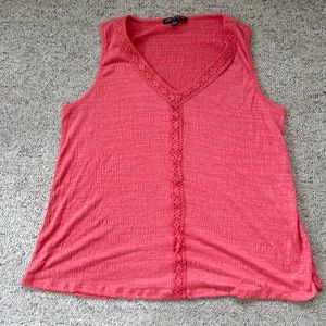 Cable & Gauge lace crochet tank top XL Salmon Coral Pink Lightweight sleeveless